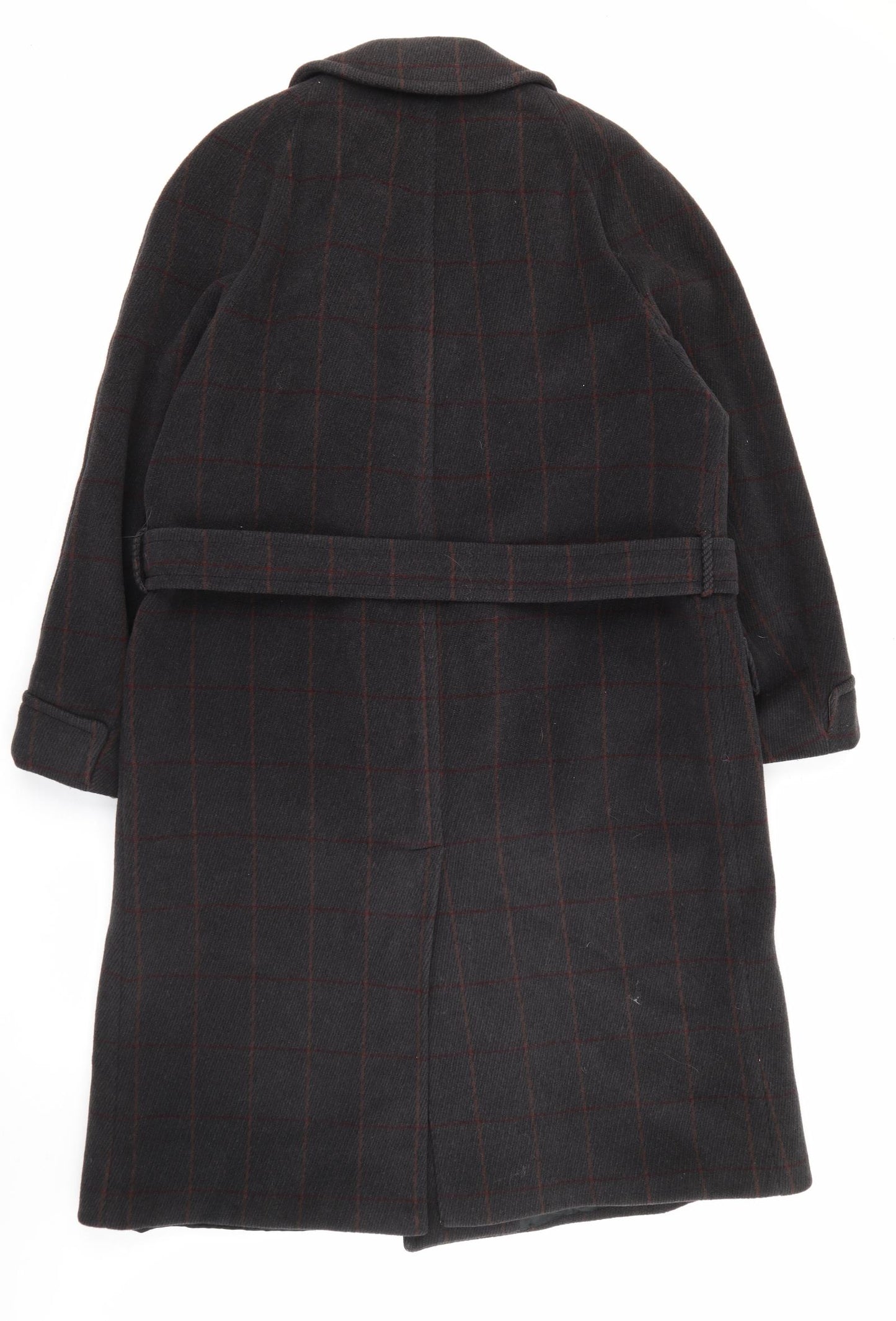 Simon Berwin Mens Grey Plaid  Overcoat Coat Size 40  Button