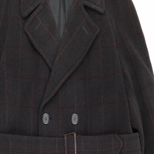 Simon Berwin Mens Grey Plaid  Overcoat Coat Size 40  Button