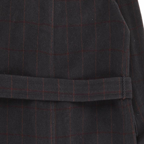 Simon Berwin Mens Grey Plaid  Overcoat Coat Size 40  Button