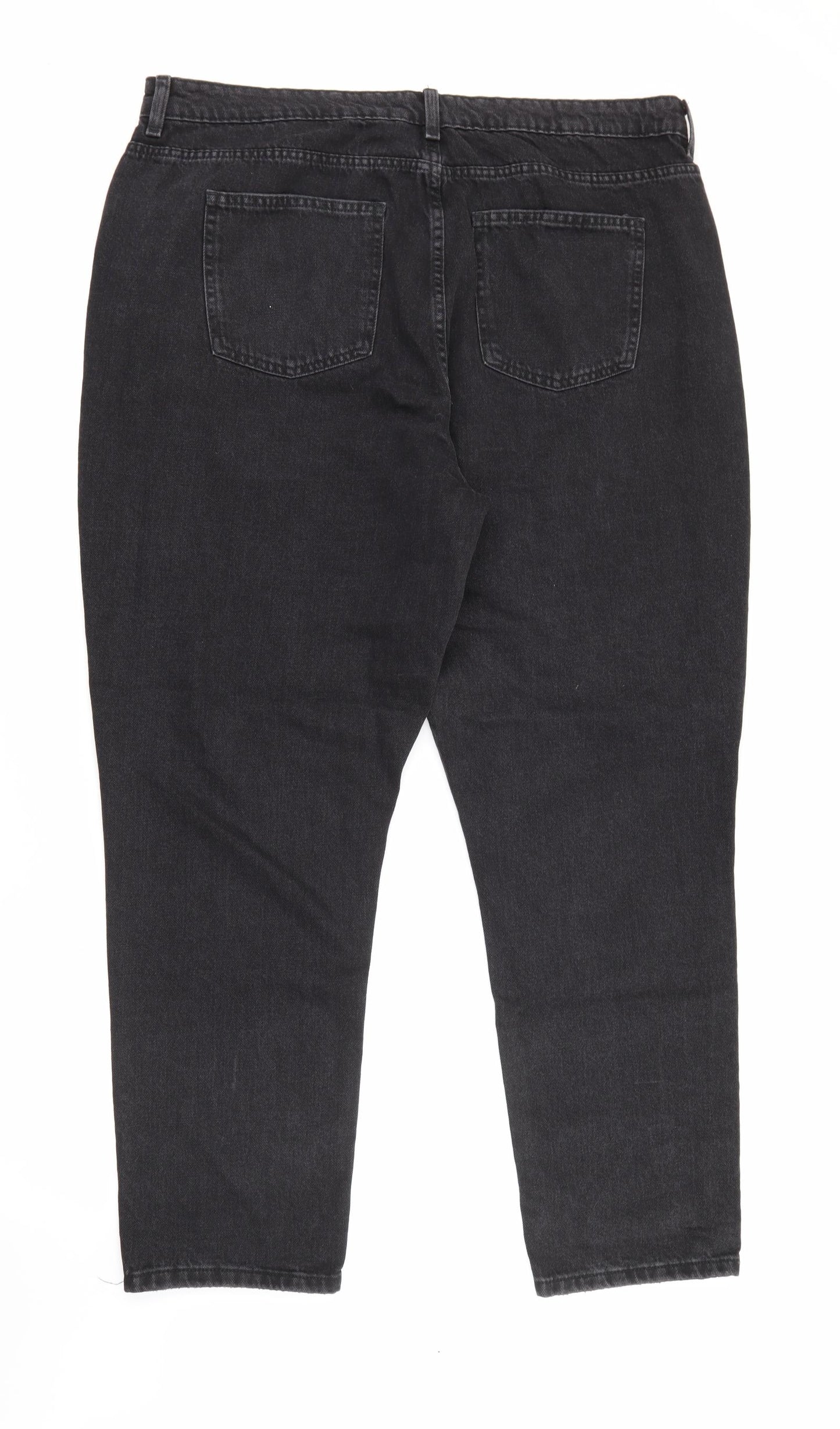 Primark Womens Black  Cotton Mom Jeans Size 20 L29 in Regular Button