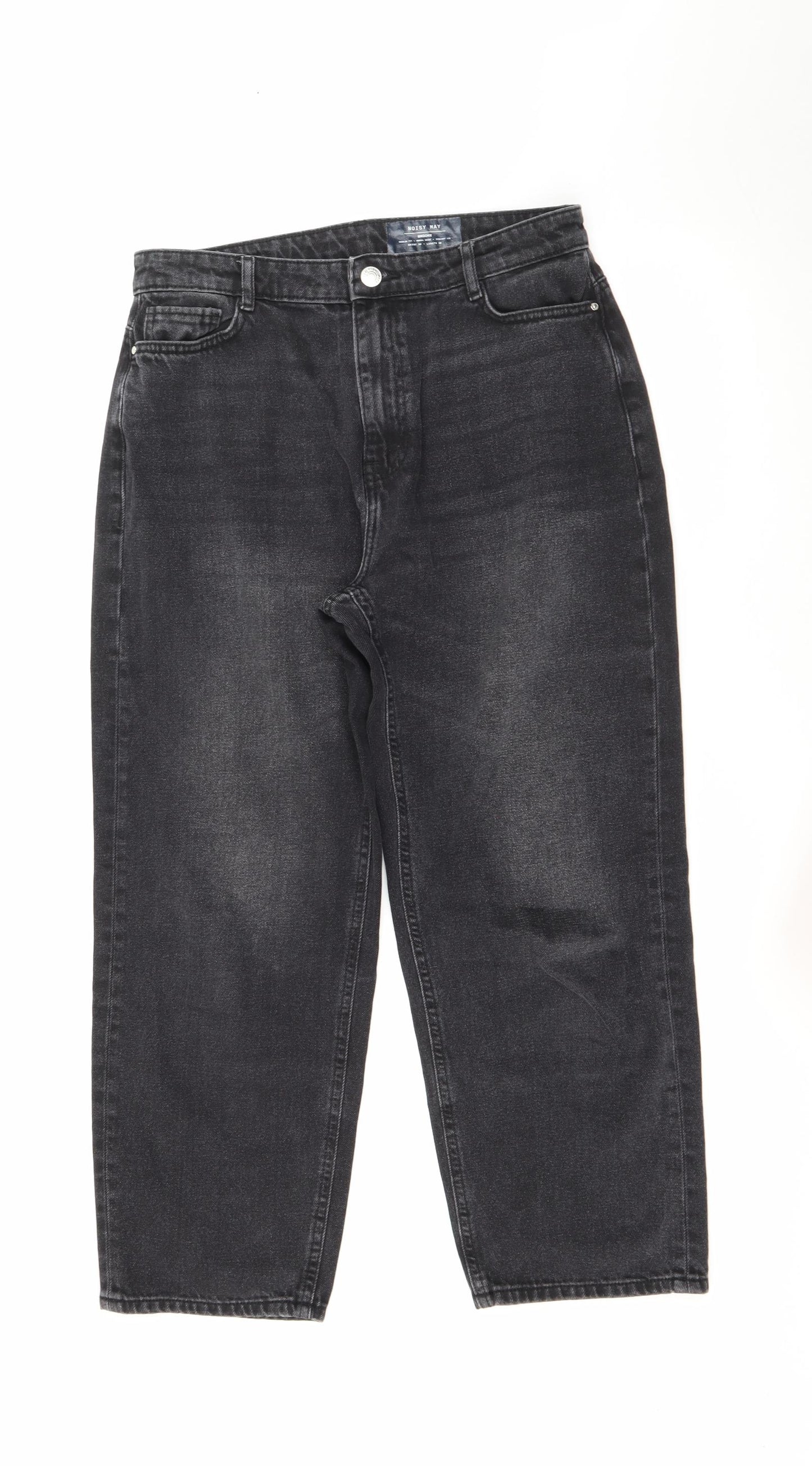 Noisy may Womens Black  Cotton Mom Jeans Size 30 in L25 in Regular Button
