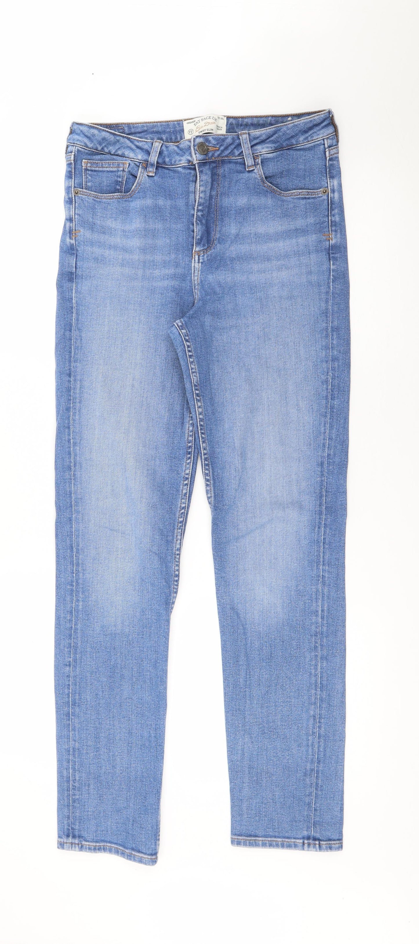Fat Face Womens Blue  Cotton Skinny Jeans Size 10 L29 in Regular Button