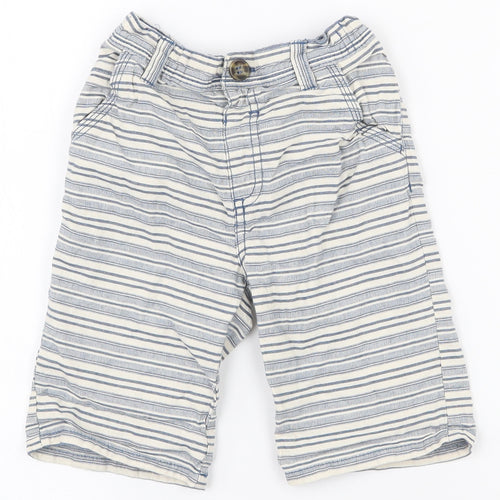 Dunnes Stores Boys White Striped 100% Cotton Chino Shorts Size 3-4 Years  Regular  - Button closure