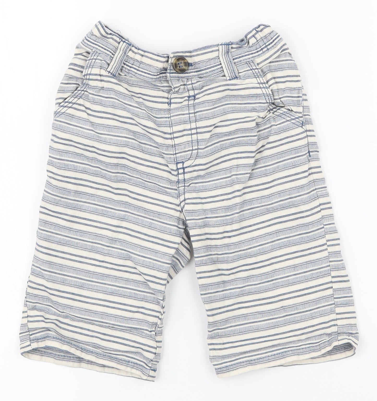 Dunnes Stores Boys White Striped 100% Cotton Chino Shorts Size 3-4 Years  Regular  - Button closure