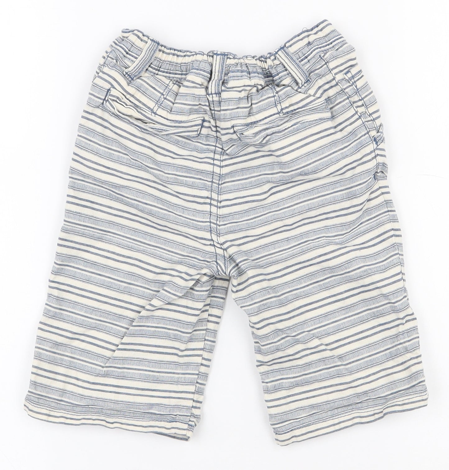 Dunnes Stores Boys White Striped 100% Cotton Chino Shorts Size 3-4 Years  Regular  - Button closure