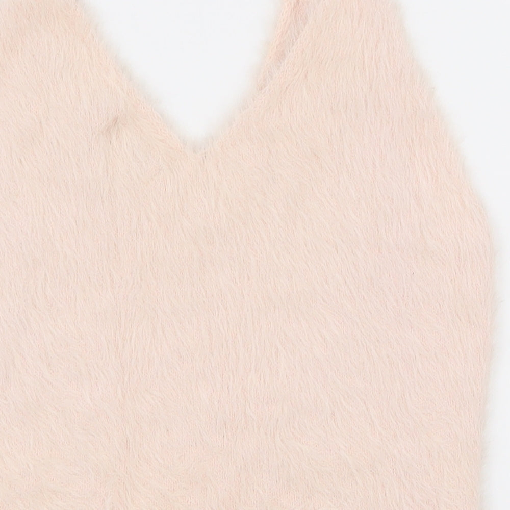 Topshop Womens Pink  Nylon Camisole Tank Size 10 V-Neck - Cropped