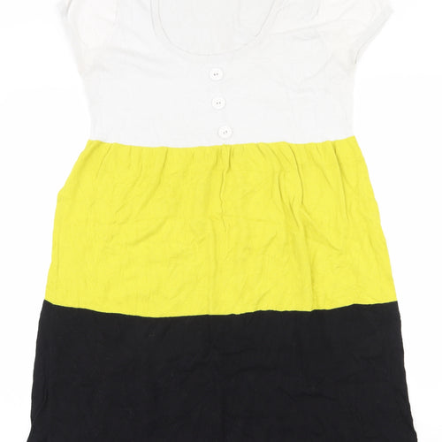 Wallis Womens Multicoloured Colourblock Cotton Jumper Dress  Size M  Scoop Neck Pullover