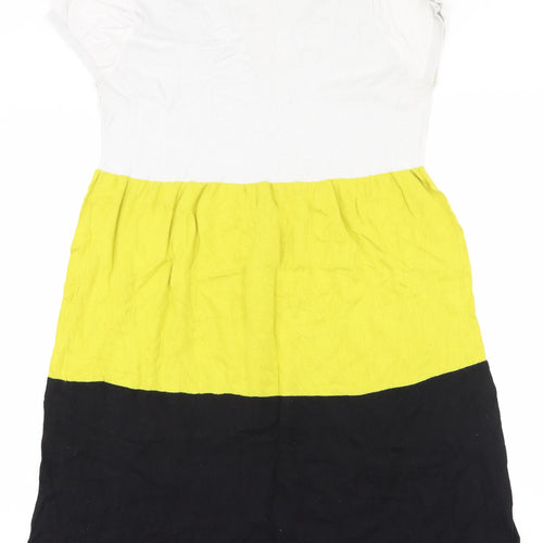 Wallis Womens Multicoloured Colourblock Cotton Jumper Dress  Size M  Scoop Neck Pullover