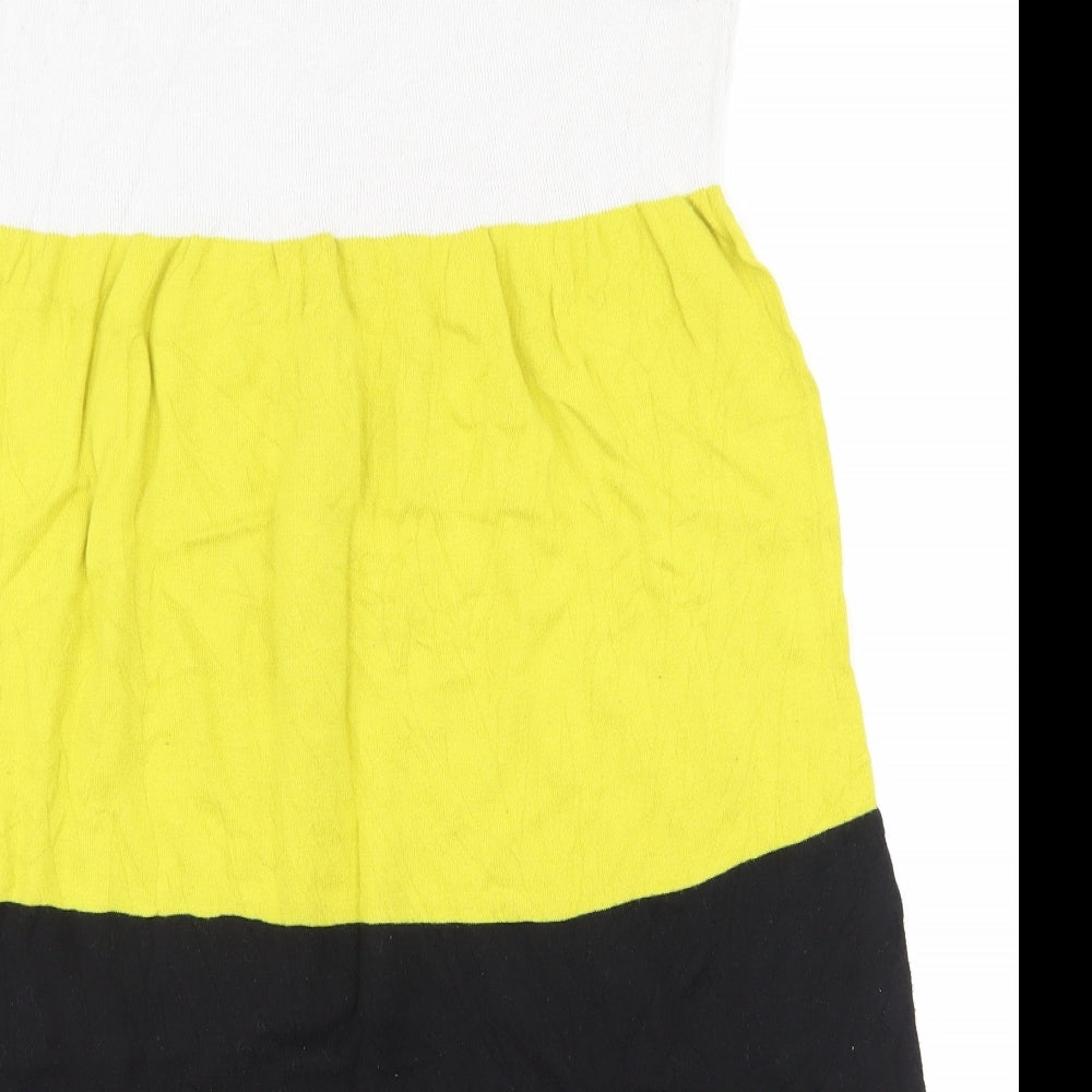 Wallis Womens Multicoloured Colourblock Cotton Jumper Dress  Size M  Scoop Neck Pullover