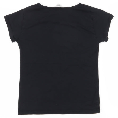 Miss Evie Girls Black  100% Cotton Pullover T-Shirt Size 9-10 Years Round Neck Pullover