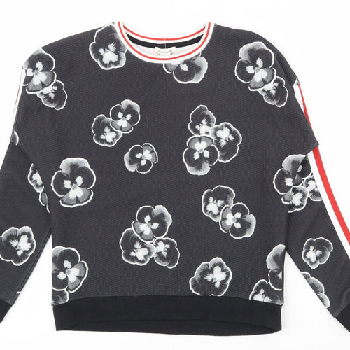 River Island Girls Grey Floral Polyester Pullover Sweatshirt Size 11-12 Years  Pullover