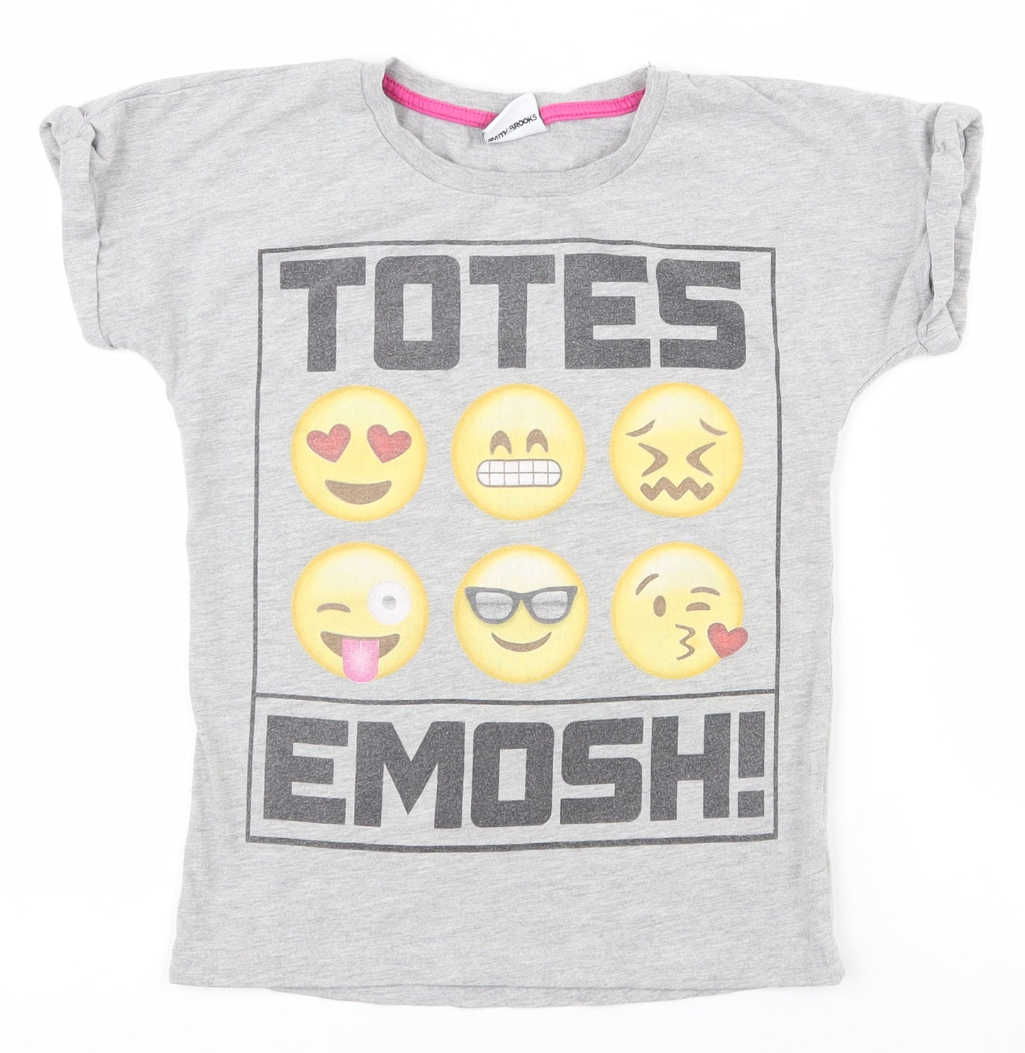 smith & brooks Girls Grey  Cork Pullover T-Shirt Size 9-10 Years Crew Neck Pullover