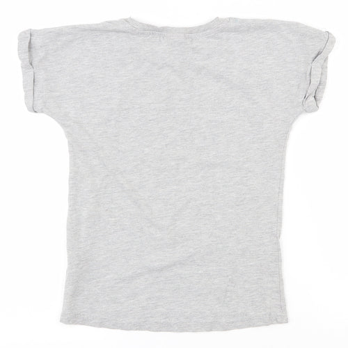 smith & brooks Girls Grey  Cork Pullover T-Shirt Size 9-10 Years Crew Neck Pullover