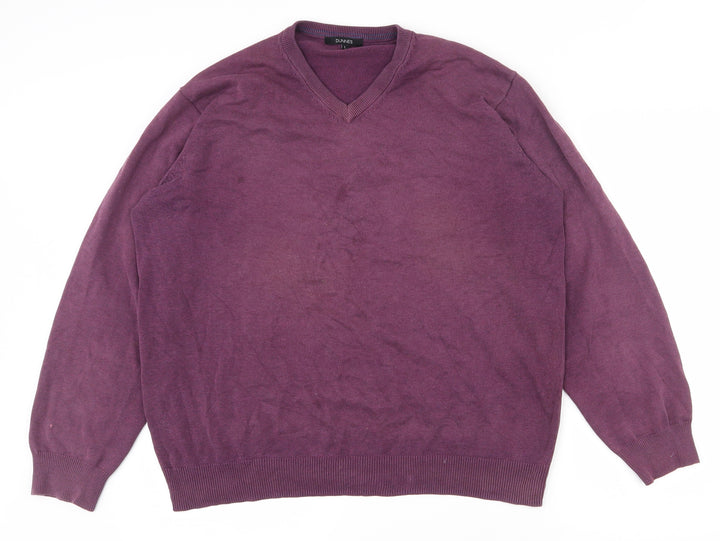Dunnes Stores Mens Purple V-Neck Cotton Pullover Jumper Size L