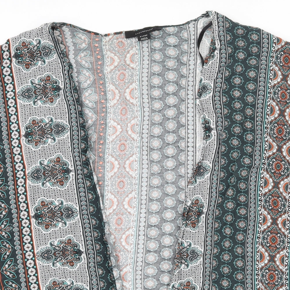 Atmosphere Womens Multicoloured Geometric Viscose Kimono Blouse Size XL V-Neck