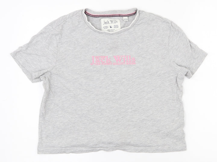 Jack Wills Womens Grey Cotton Basic T-Shirt Size 8 Round Neck