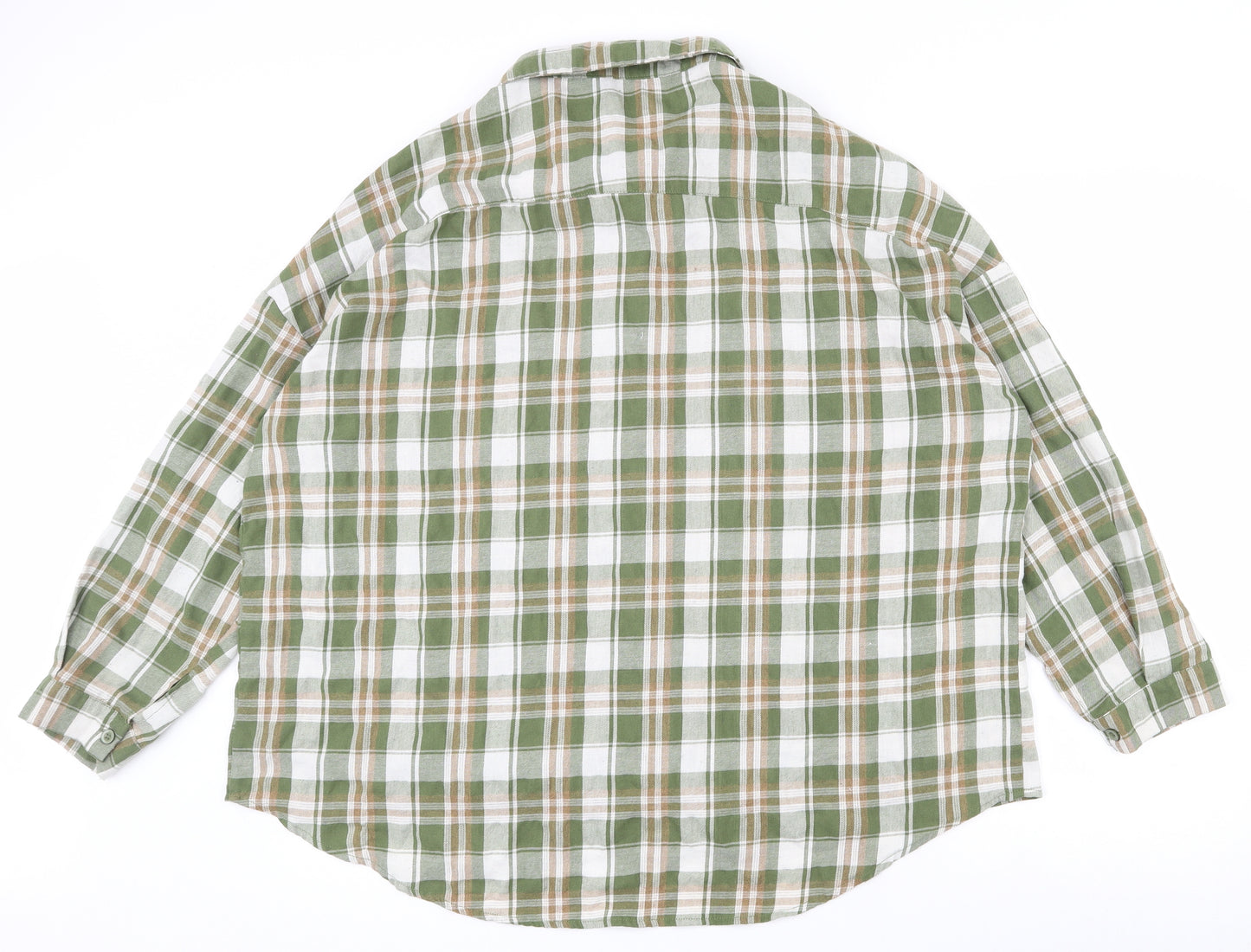 Boohoo Womens Multicoloured Plaid 100% Cotton Basic Button-Up Size 16 Collared