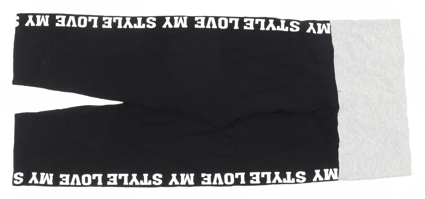 Atmosphere Womens Black  Cotton Cropped Leggings Size 12 L19 in Regular Pullover