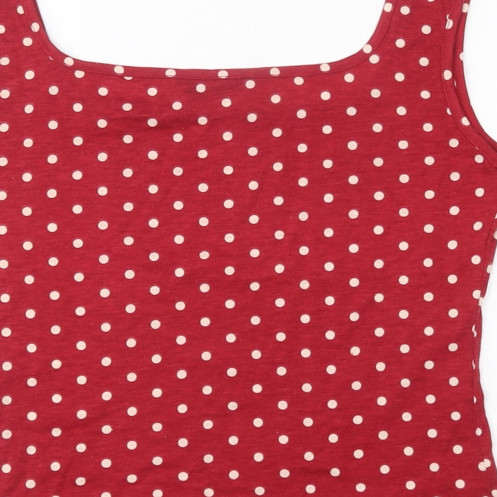 SheIn Womens Red Polka Dot Polyester Cropped Tank Size M Scoop Neck