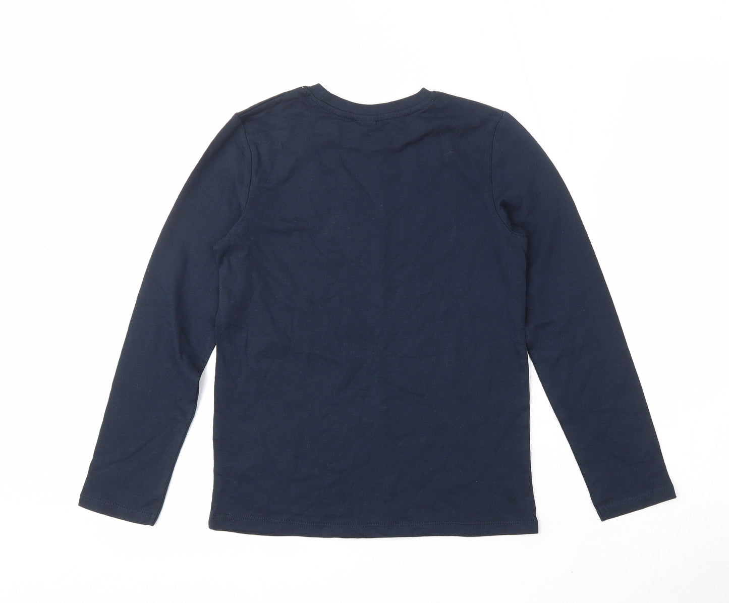 Little Kids  Boys Blue  100% Cotton Basic T-Shirt Size 8-9 Years Round Neck