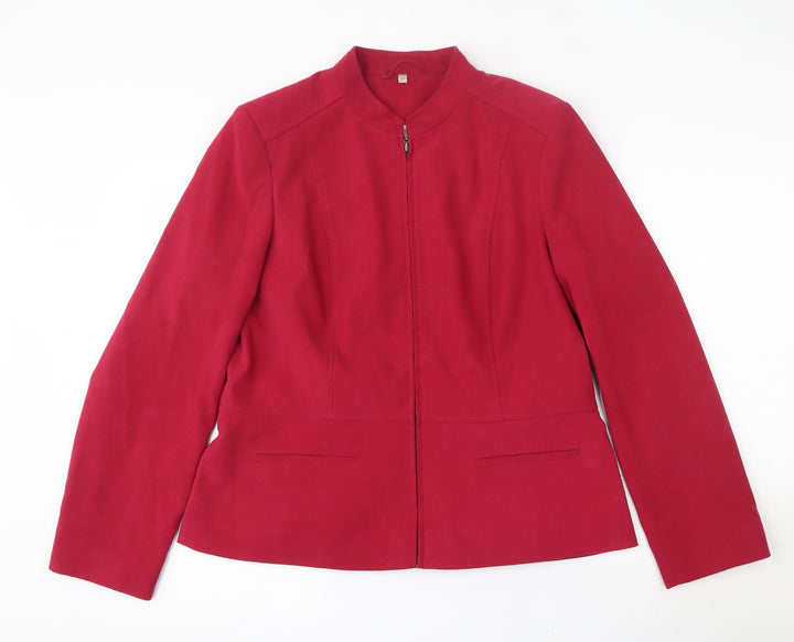 EWM Womens Pink Jacket Blazer Size 14 Zip