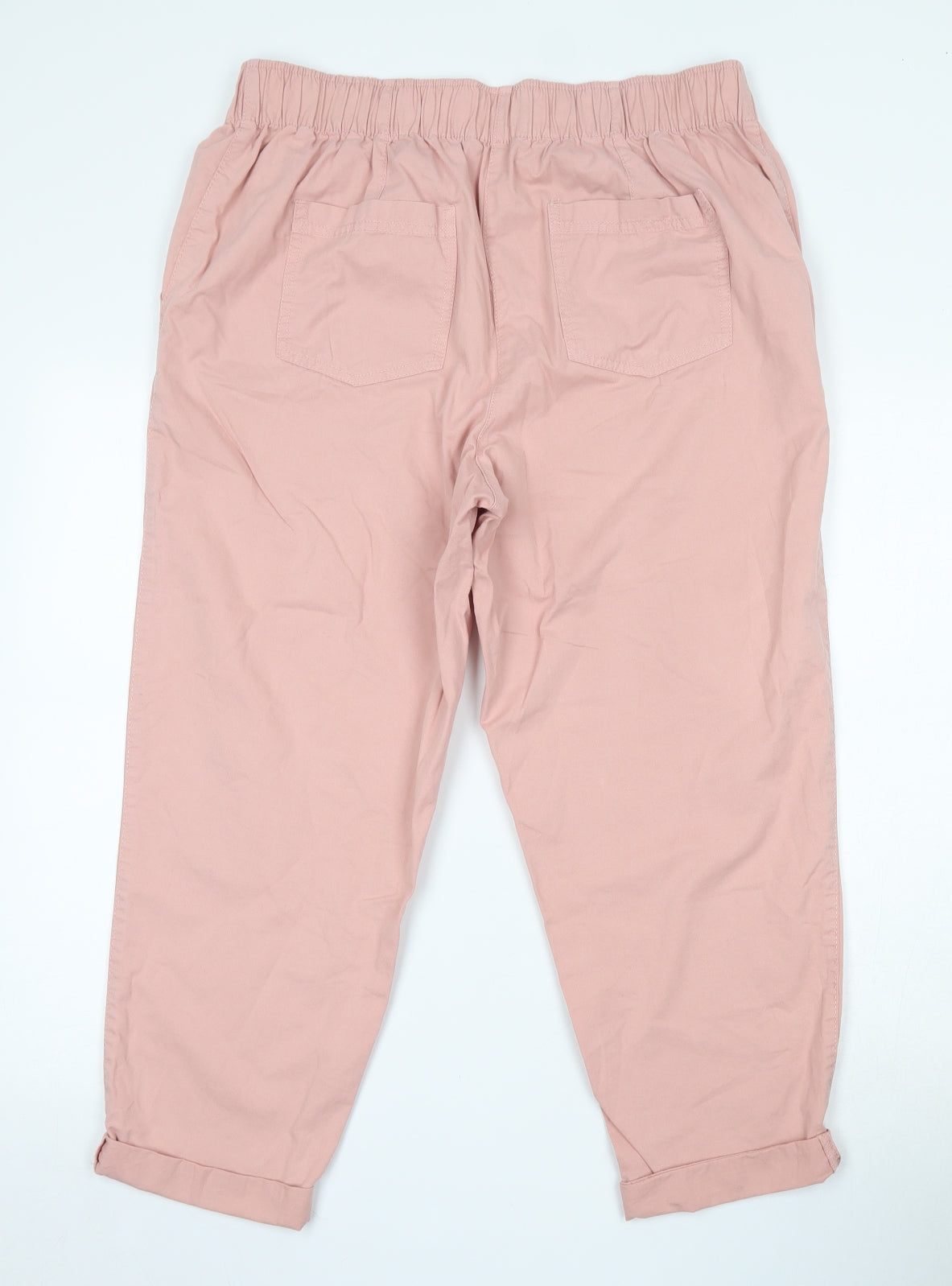 George Womens Pink  Cotton Cropped Trousers Size 14 L24 in  Button