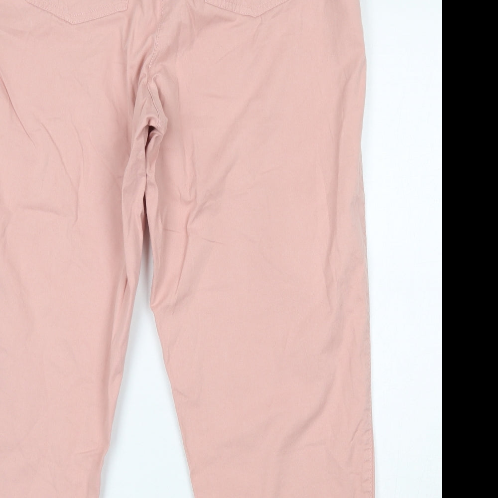 George Womens Pink  Cotton Cropped Trousers Size 14 L24 in  Button