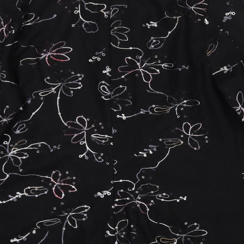 Exclusive Womens Black Floral  Jacket Blazer Size M  Button