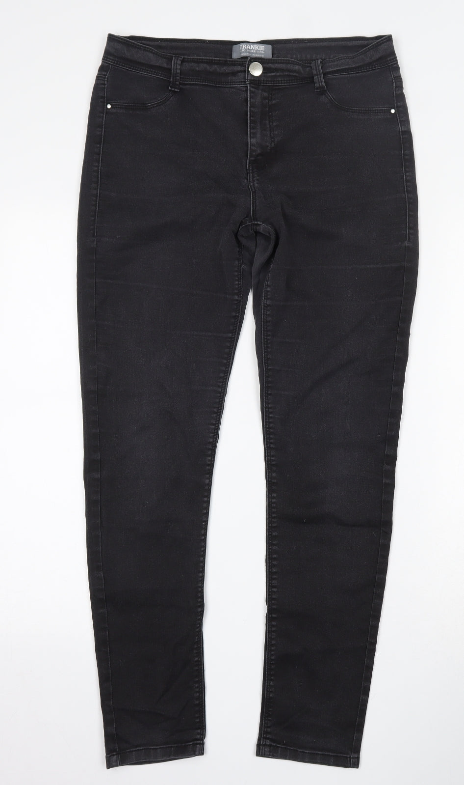 Dorothy Perkins Womens Grey  Cotton Skinny Jeans Size 14 L29 in Regular Button