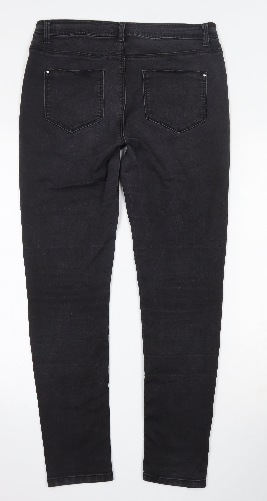 Dorothy Perkins Womens Grey  Cotton Skinny Jeans Size 14 L29 in Regular Button