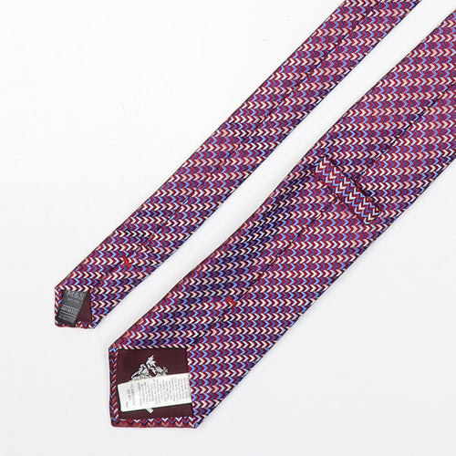 Marks and Spencer Mens Multicoloured Geometric Silk Pointed Tie One Size