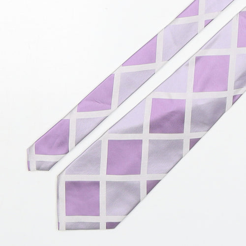 George Mens Purple Plaids & Checks Silk Pointed Tie One Size