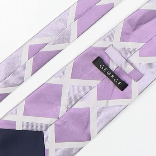 George Mens Purple Plaids & Checks Silk Pointed Tie One Size