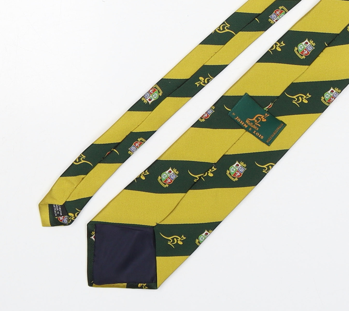 John & Lois  Mens Multicoloured Striped Polyester Pointed Tie One Size - Australian Rugby