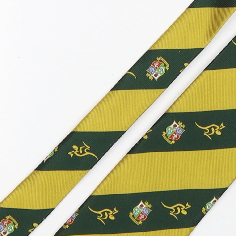 John & Lois  Mens Multicoloured Striped Polyester Pointed Tie One Size - Australian Rugby