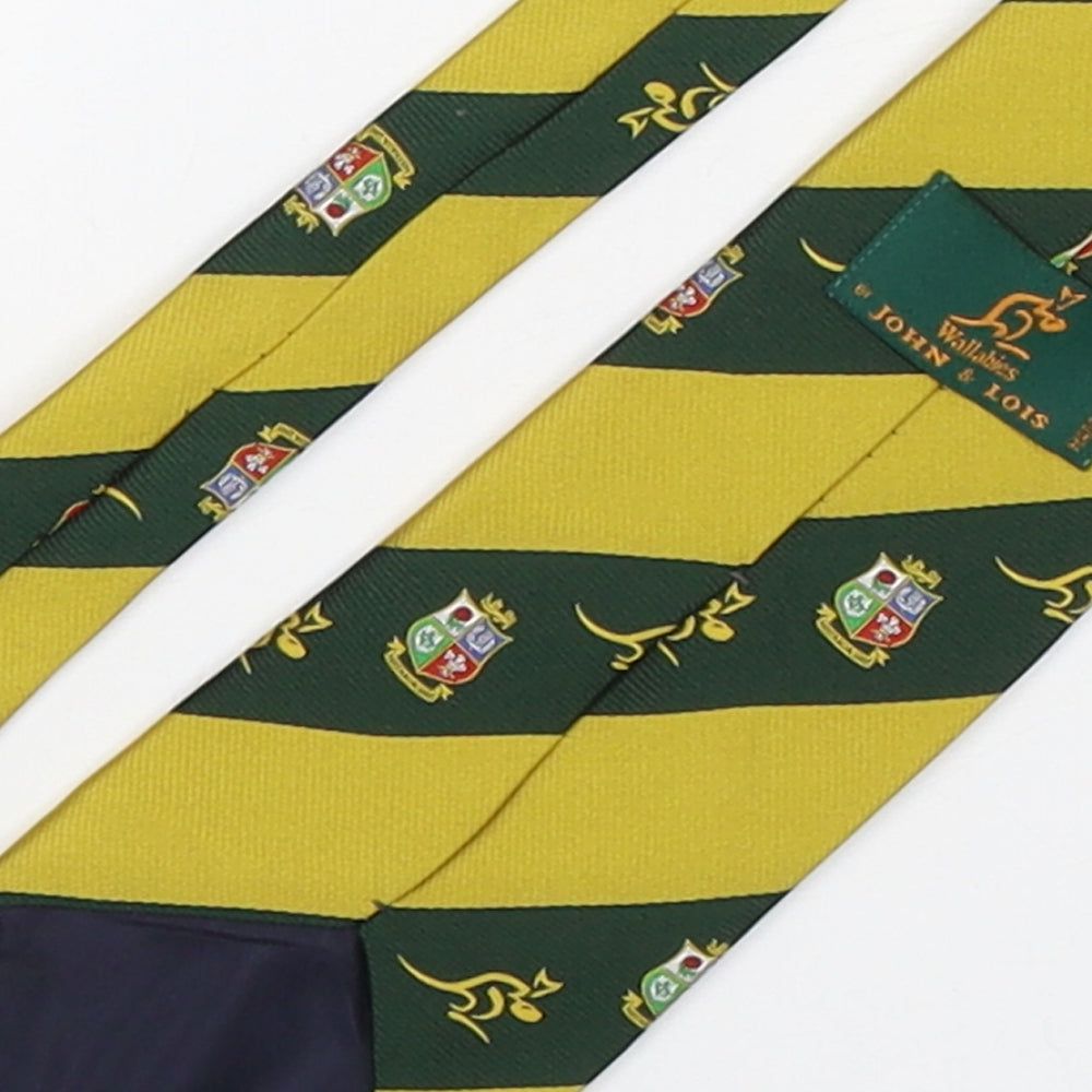 John & Lois  Mens Multicoloured Striped Polyester Pointed Tie One Size - Australian Rugby