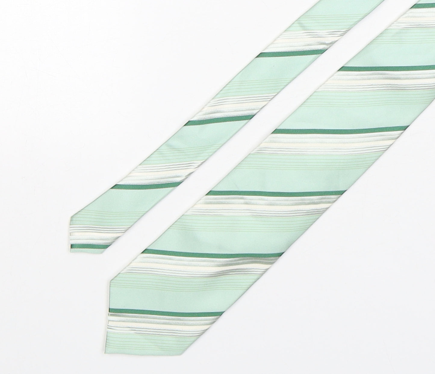 Soprano Mens Green Striped Silk Pointed Tie One Size