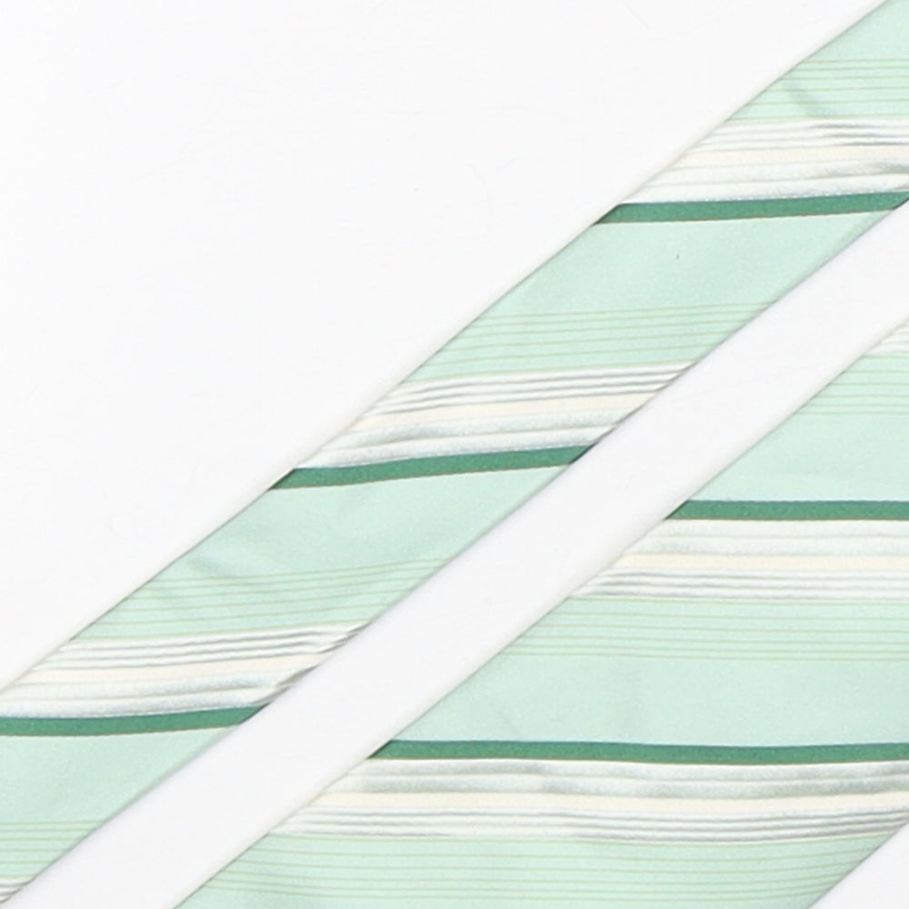 Soprano Mens Green Striped Silk Pointed Tie One Size