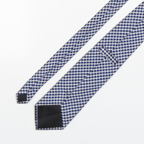 PreWorn  Mens Blue Plaids & Checks Polyester Pointed Tie One Size