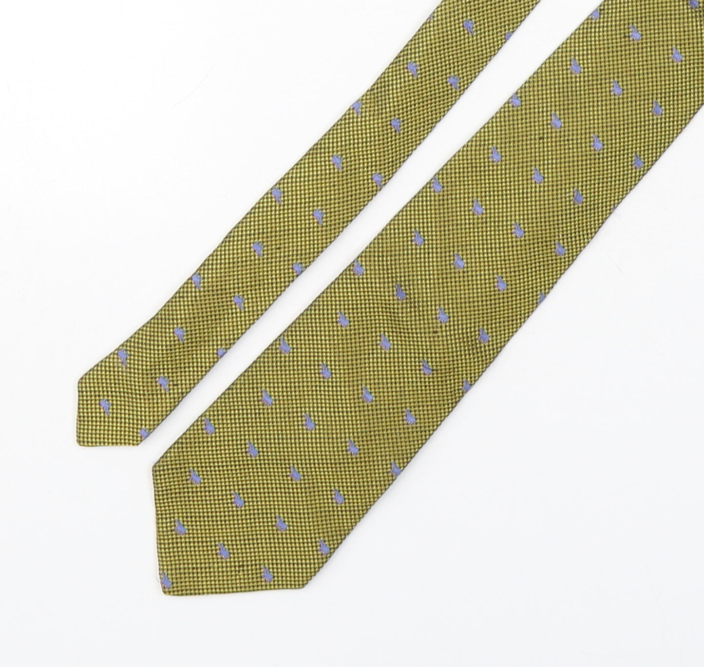 T.M.Lewin  Mens Green Grenadine Silk Pointed Tie One Size
