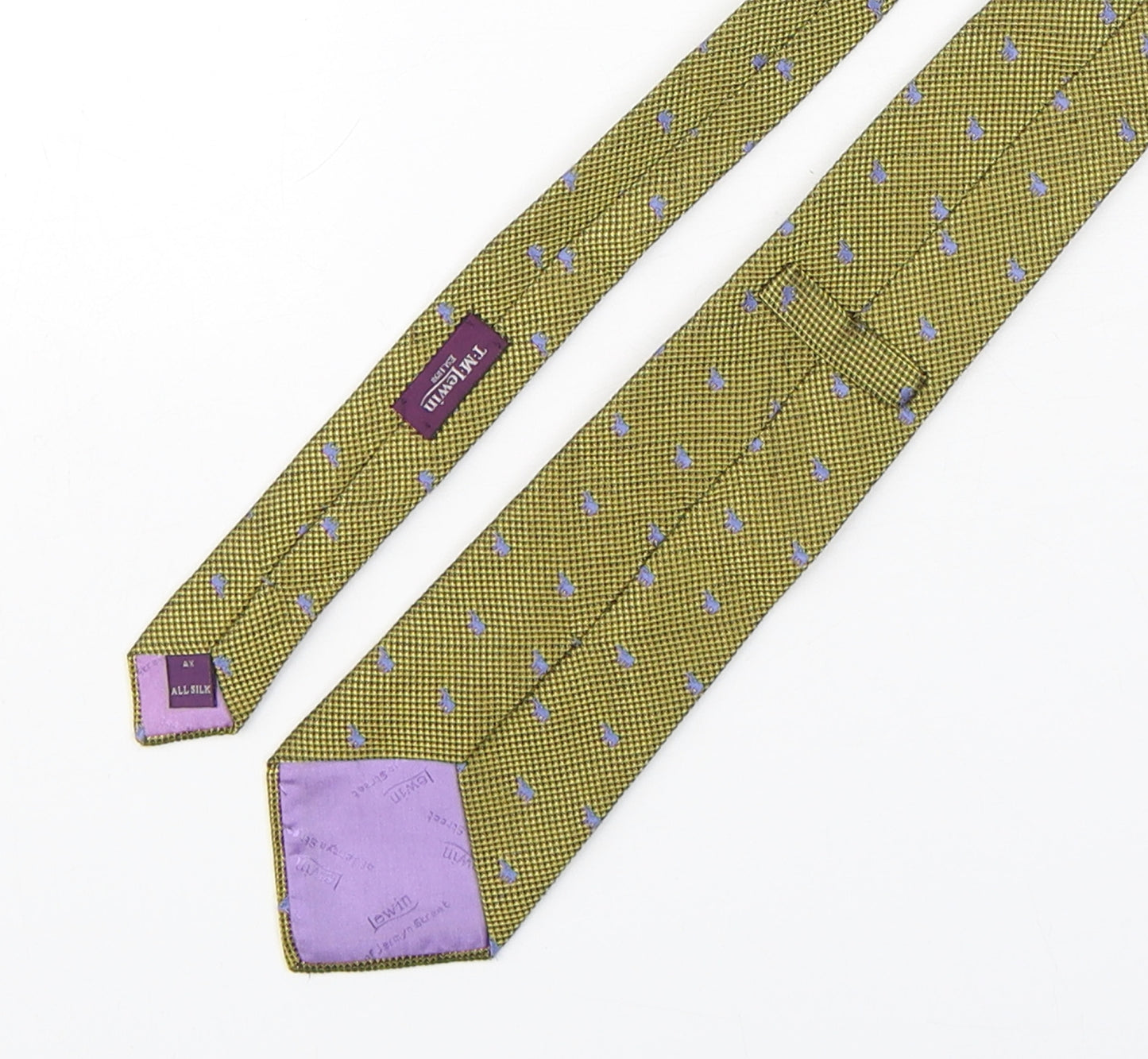 T.M.Lewin  Mens Green Grenadine Silk Pointed Tie One Size