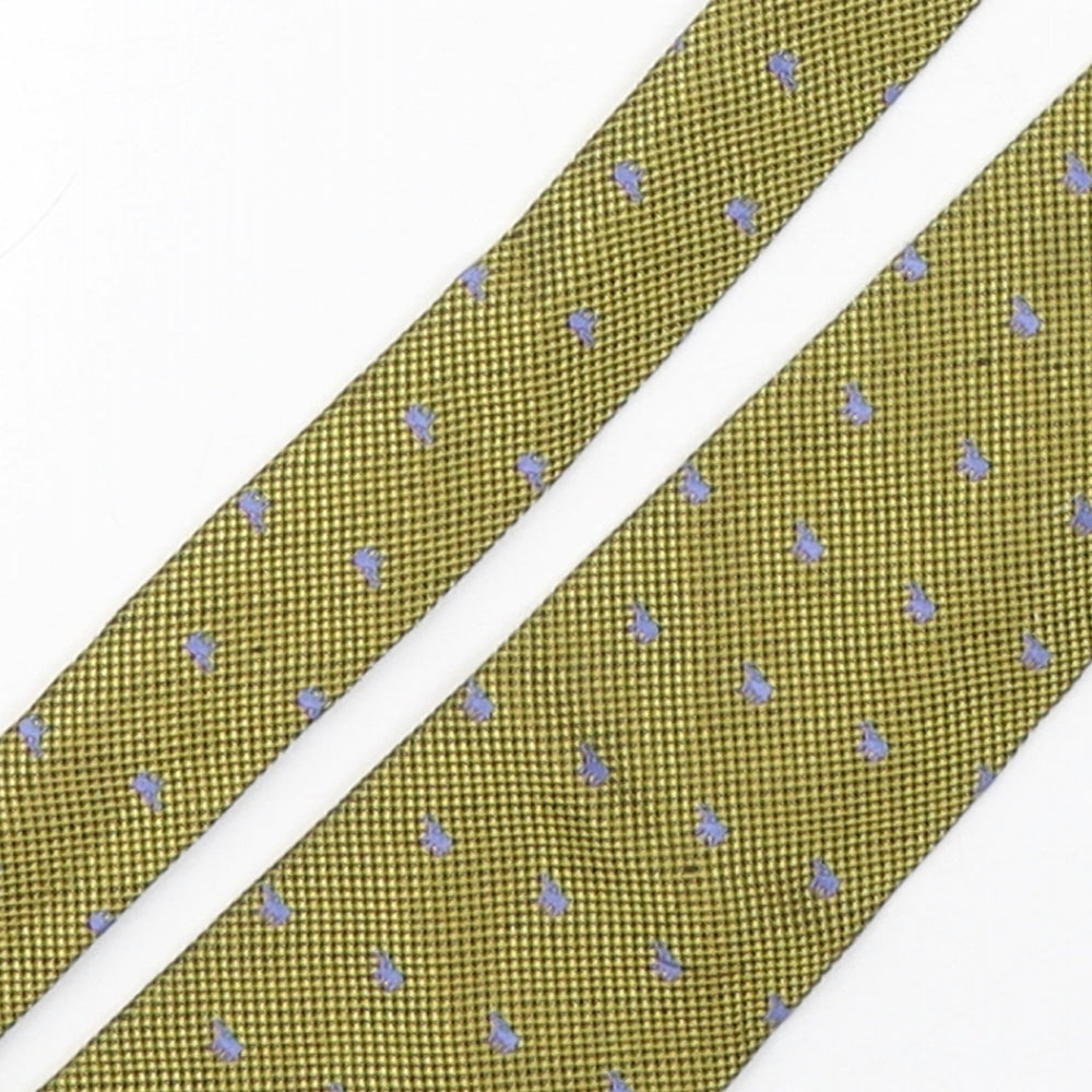 T.M.Lewin  Mens Green Grenadine Silk Pointed Tie One Size