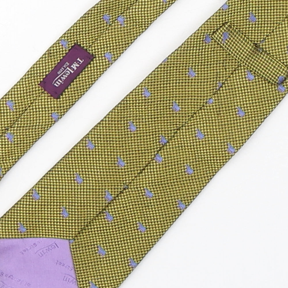 T.M.Lewin  Mens Green Grenadine Silk Pointed Tie One Size