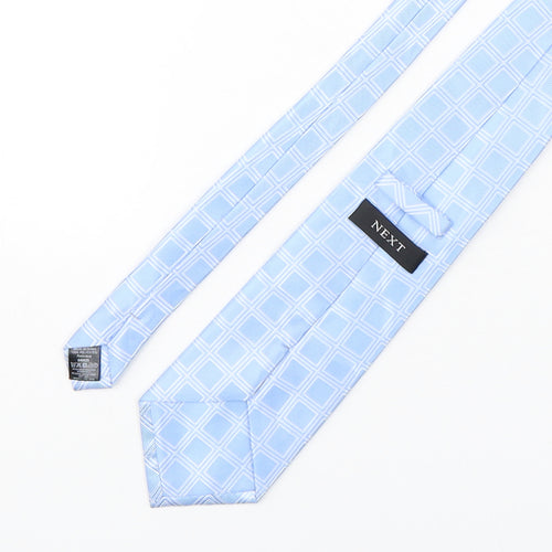 NEXT Mens Blue Plaids & Checks Polyester Pointed Tie One Size