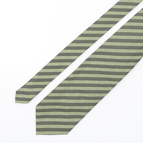 Hector & Arnold  Mens Green Striped Polyester Pointed Tie One Size
