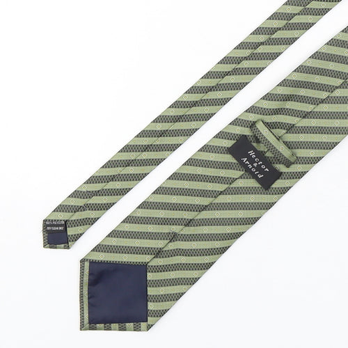 Hector & Arnold  Mens Green Striped Polyester Pointed Tie One Size