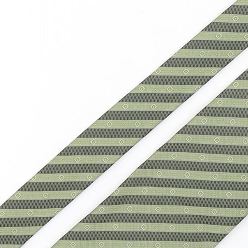 Hector & Arnold  Mens Green Striped Polyester Pointed Tie One Size