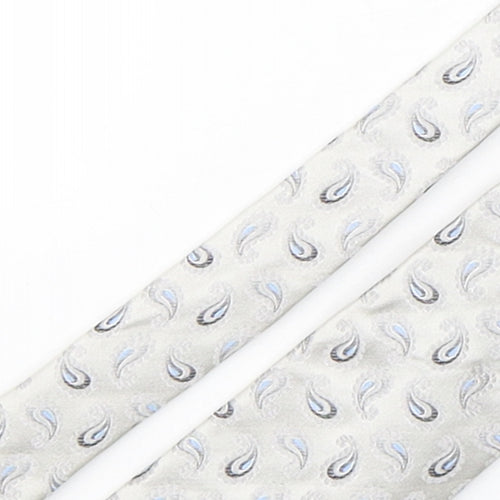 Christensen Mens Silver Paisley Silk Pointed Tie One Size