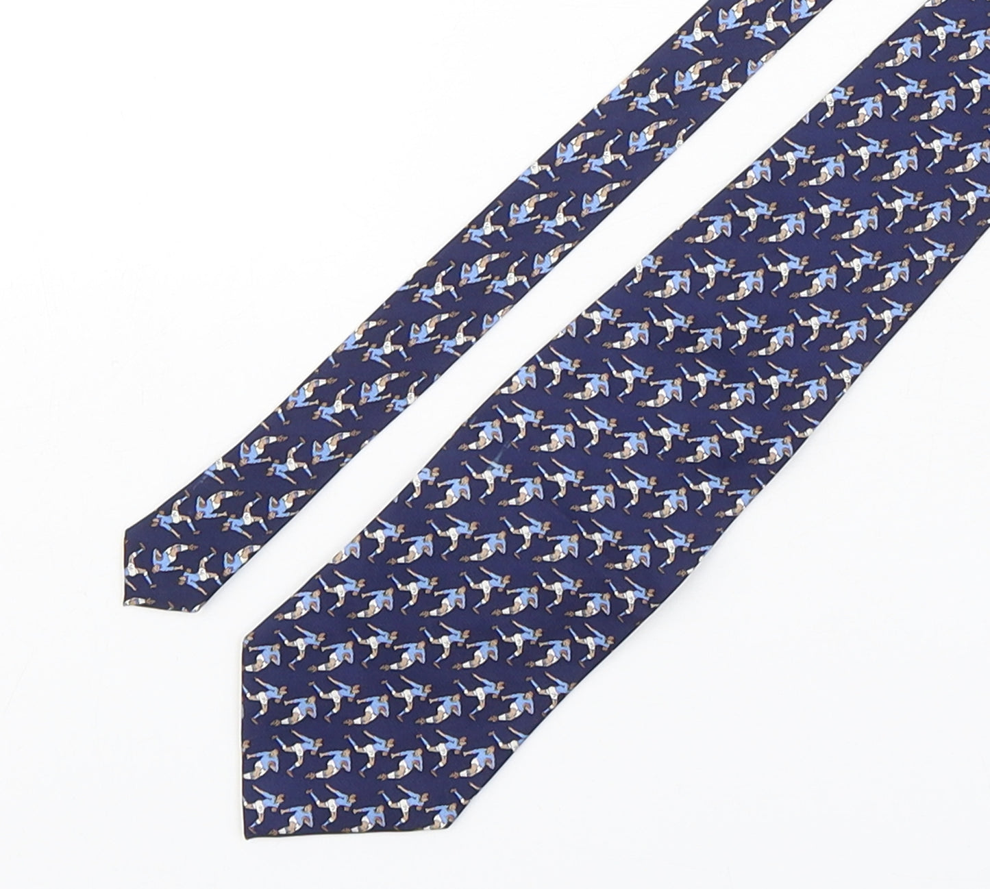 Elite  Mens Blue Geometric Silk Pointed Tie One Size - Rugby