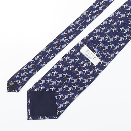 Elite  Mens Blue Geometric Silk Pointed Tie One Size - Rugby